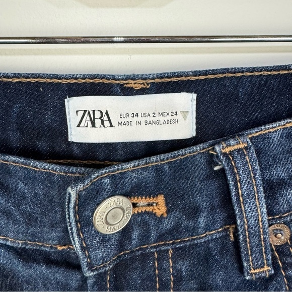Zara Straight Leg Button Fly High Rise Denim Jeans - Picture 5 of 5